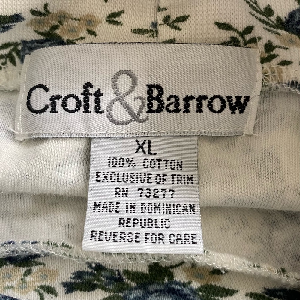 Croft & Barrow Women's XL Cotton blue green white Floral Mock/Turtle neck top - Picture 4 of 4